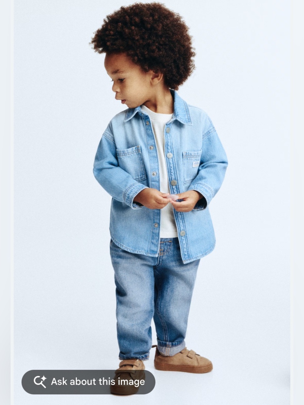 H&M Light Blue BABY Denim Shirt 1.5-2 YRS - Chambray WESTERN EUC